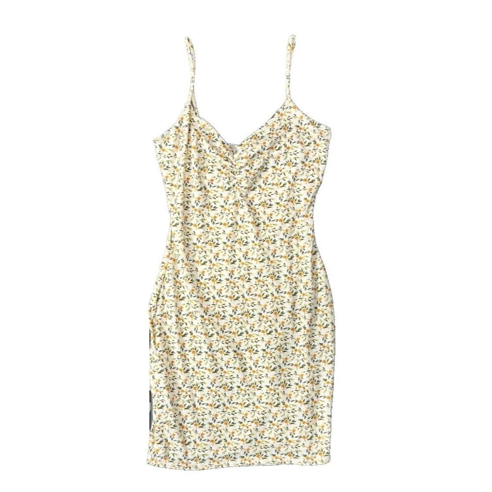 Windsor Women’s Floral Mini Dress Medium Yellow Spaghetti Strap Summer NWOT